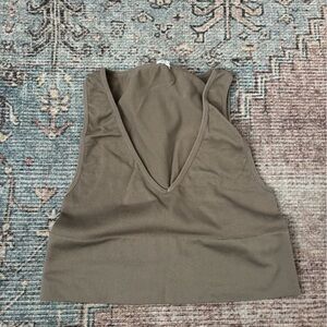 Forever 21 Deep V-Neck Ribbed Crop Top - Tan